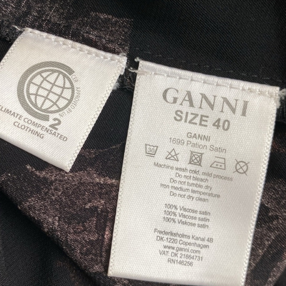 GANNI Floral-print Satin Maxi Slip Dress Size 40 US Size 8 - Picture 6 of 7